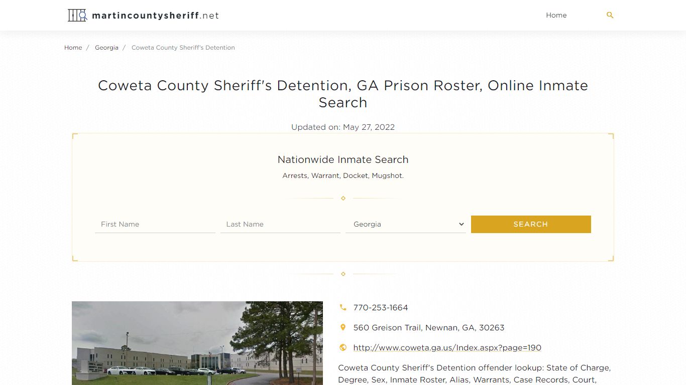 Coweta County Sheriff's Detention, GA Prison Roster ...