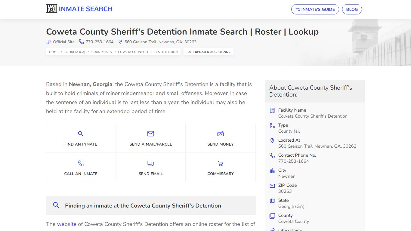 Coweta County Sheriff's Detention Inmate Search | Roster ...